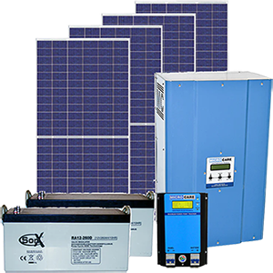 Sistema de energia solar residencial com painéis e bateria de backup